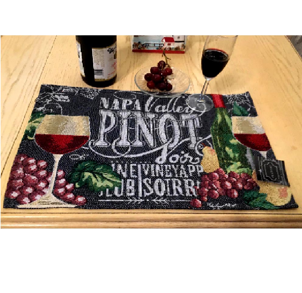 * 4 Cloth-Fabric Tapestry-Placemats Nappa Pinot * 4 Cloth-Fabric Tapestry-Placemats Nappa Pinot